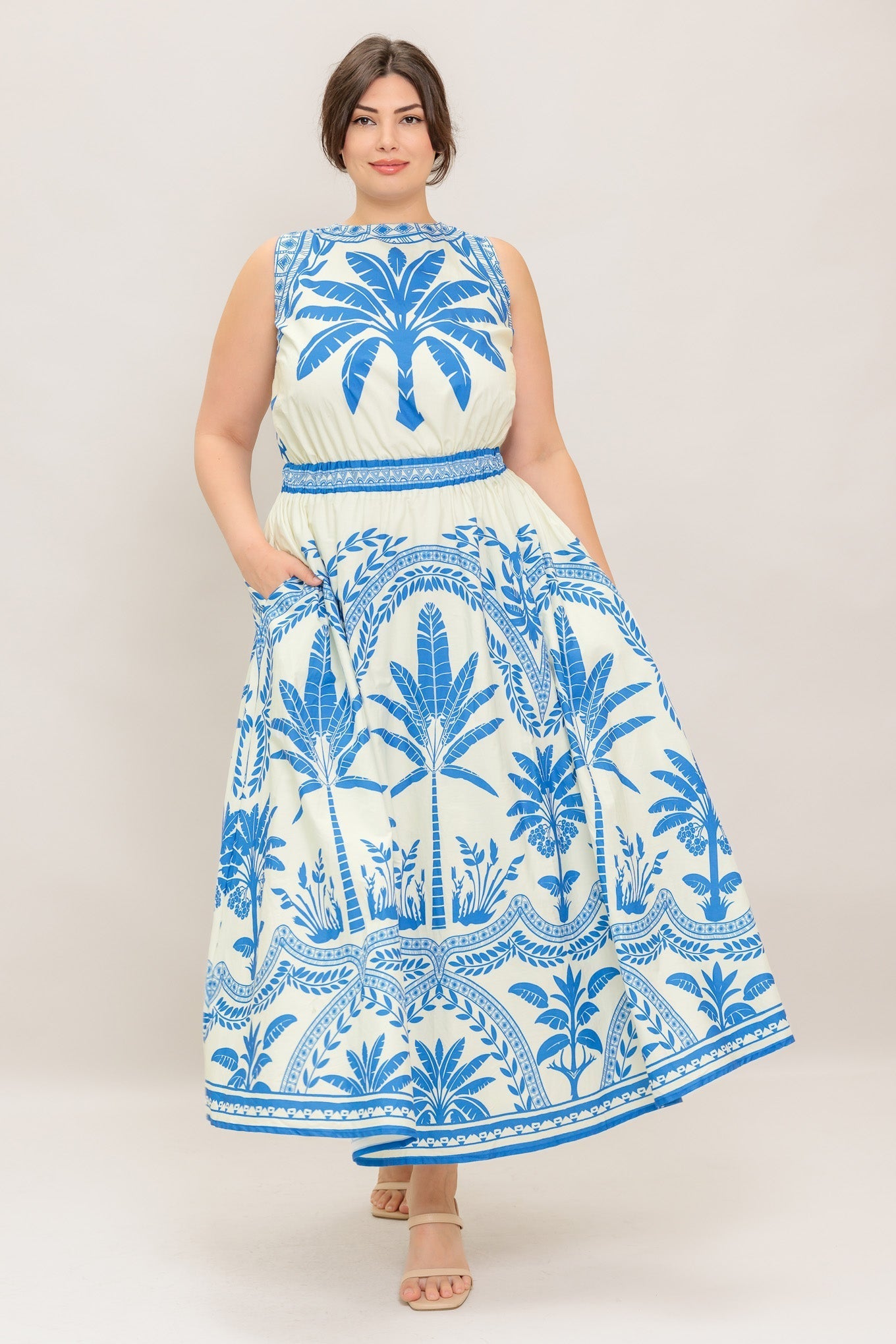 OCEAN PETALS WOVEN MIDI DRESS Flying Tomato